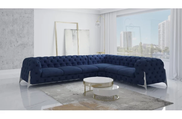 Narożnik sześcioosobowy pikowany Chesterfield KALIFORNIA 3+E+2 - design i funkcjonalnosc w parze