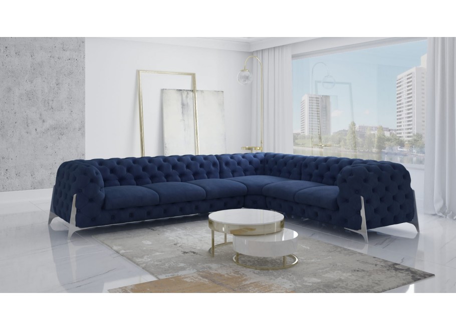 Narożnik sześcioosobowy pikowany Chesterfield KALIFORNIA 3+E+2 13