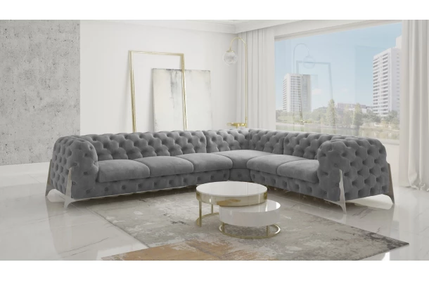 Narożnik sześcioosobowy pikowany Chesterfield KALIFORNIA 3+E+2 - design i funkcjonalnosc w parze
