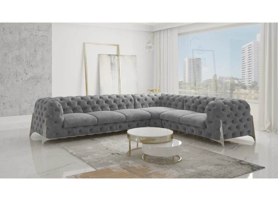 Narożnik sześcioosobowy pikowany Chesterfield KALIFORNIA 3+E+2