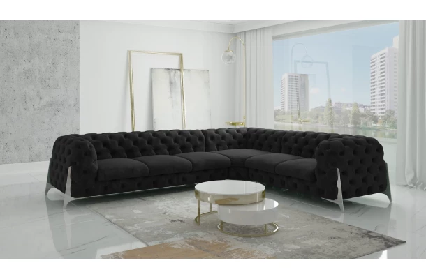 Narożnik sześcioosobowy pikowany Chesterfield KALIFORNIA 3+E+2 - design i funkcjonalnosc w parze