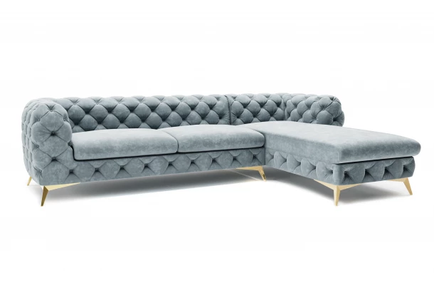 Narożnik czteroosobowy pikowany glamour Chesterfield TEO 2,5+OT - otwarty