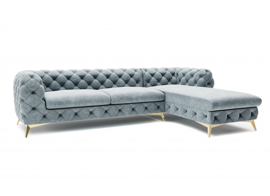 Narożnik czteroosobowy pikowany glamour Chesterfield TEO 2,5+OT