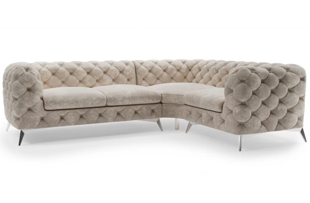 Narożnik czteroosobowy luksusowy pikowany Chesterfield TEO 2+E+1 - otwarty