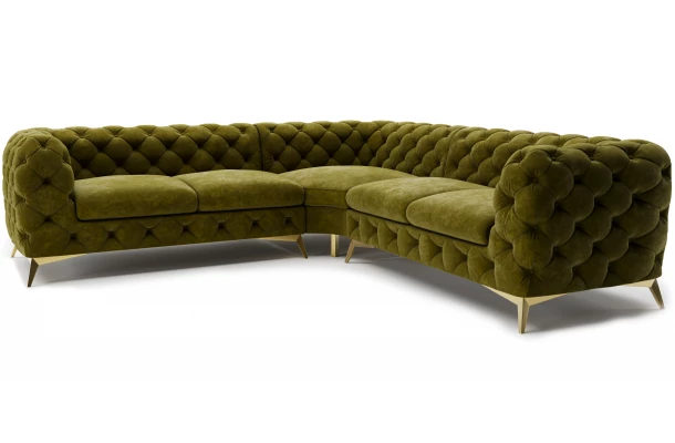 Narożnik pięcioosobowy luksusowy pikowany Chesterfield TEO 2+E+2 - otwarty
