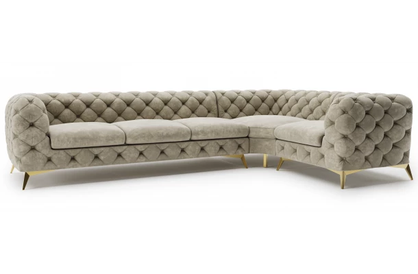 Narożnik pięcioosobowy luksusowy pikowany Chesterfield TEO 3+E+1 - otwarty Narożnik pięcioosobowy luksusowy pikowany Chesterfield TEO 3+E+1 - otwarty