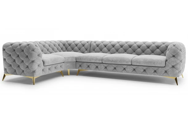 Narożnik pięcioosobowy luksusowy pikowany Chesterfield TEO 1+E+3 - otwarty