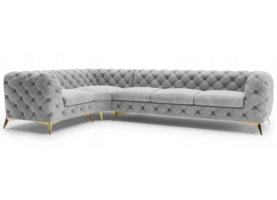 Narożnik pięcioosobowy luksusowy pikowany Chesterfield TEO 1+E+3