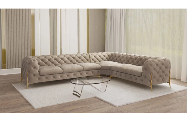 Narożnik sześcioosobowy pikowany glamour Chesterfield TEO HIGH 3+E+2 - bok Narożnik sześcioosobowy pikowany glamour Chesterfield TEO HIGH 3+E+2 - bok