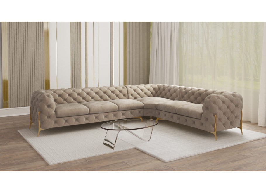 Narożnik sześcioosobowy pikowany glamour Chesterfield TEO HIGH 3+E+2 11