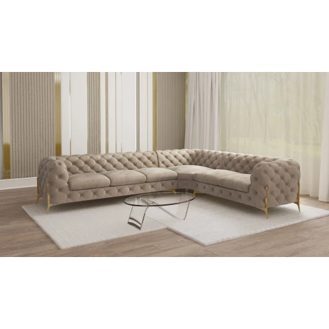 Narożnik sześcioosobowy pikowany glamour Chesterfield TEO HIGH...