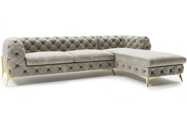 Narożnik czteroosobowy pikowany glamour Chesterfield TEO HIGH 2+OT - otwarty Narożnik czteroosobowy pikowany glamour Chesterfield TEO HIGH 2+OT - otwarty