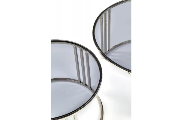 MERCURY zestaw 2 ław, stelaż - srebrny, szkło - dymiony - design i funkcjonalnosc w parze