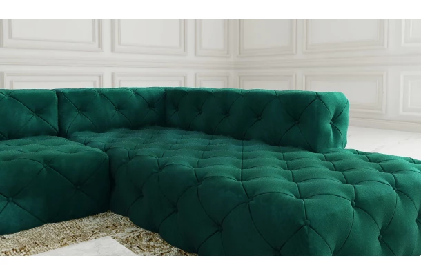 Narożnik pięcioosobowy pikowany glamour BENTLEY - design i funkcjonalnosc w parze