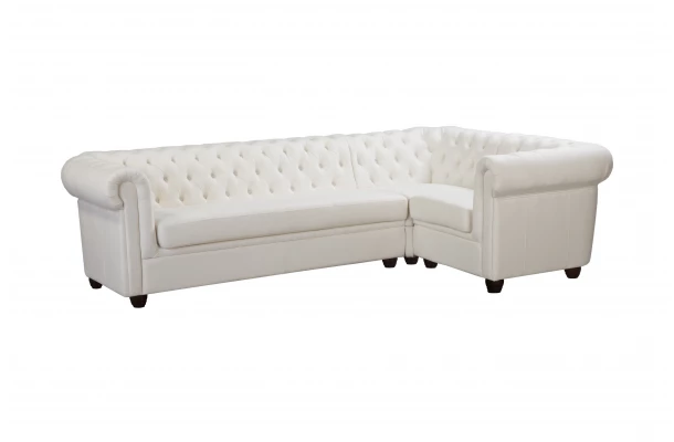 Narożnik pięcioosobowy pikowany Chesterfield SYDNEY 3+E+1 - otwarty