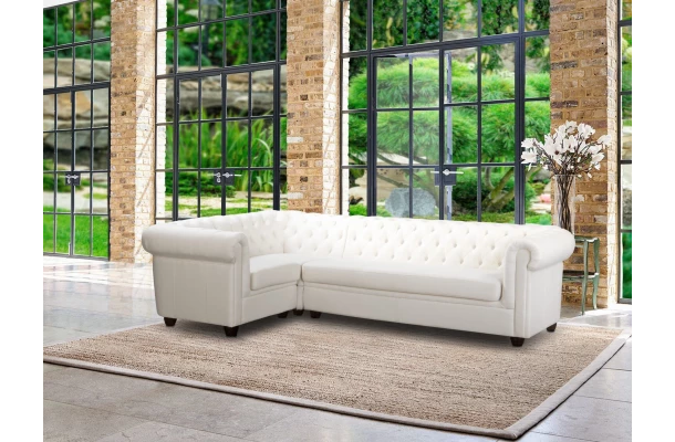 Narożnik sześcioosobowy pikowany Chesterfield SYDNEY 2+E+3 - bok