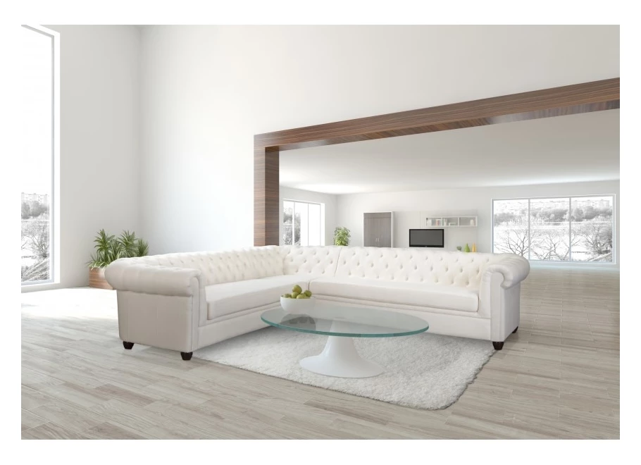 Narożnik siedmioosobowy pikowany Chesterfield SYDNEY 3+E+3