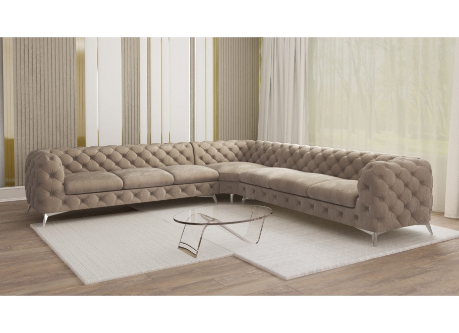 Narożnik siedmioosobowy pikowany glamour Chesterfield TEO 3+E+3 10