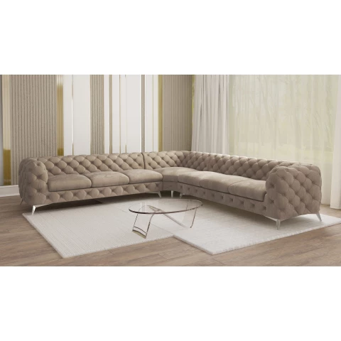 Narożnik siedmioosobowy pikowany glamour Chesterfield TEO 3+E+3