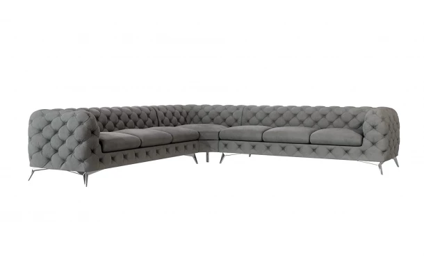 Narożnik siedmioosobowy pikowany glamour Chesterfield TEO 3+E+3 - design i funkcjonalnosc w parze