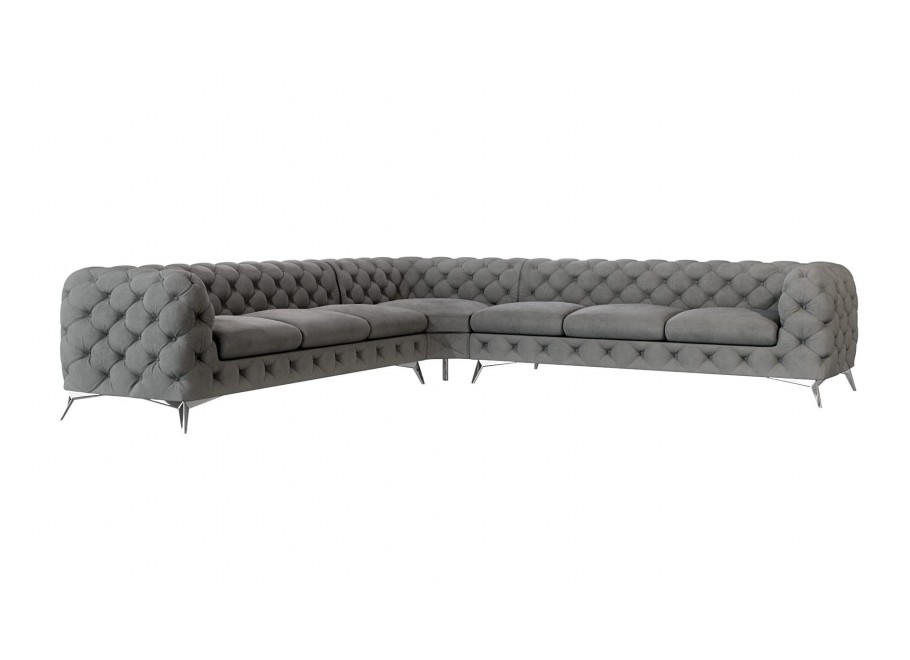 Narożnik siedmioosobowy pikowany glamour Chesterfield TEO 3+E+3 3