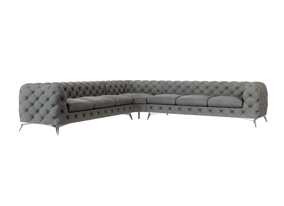 Narożnik siedmioosobowy pikowany glamour Chesterfield TEO 3+E+3