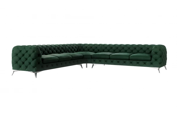 Narożnik siedmioosobowy pikowany glamour Chesterfield TEO 3+E+3 - design i funkcjonalnosc w parze