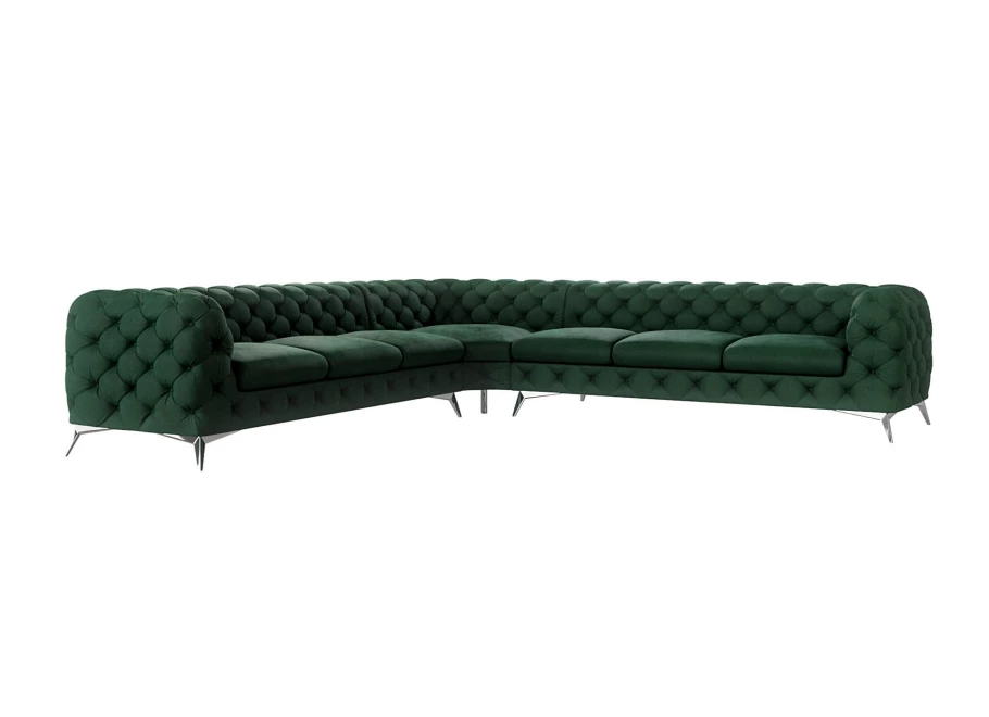 Narożnik siedmioosobowy pikowany glamour Chesterfield TEO 3+E+3