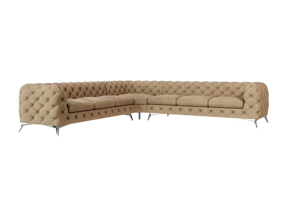Narożnik siedmioosobowy pikowany glamour Chesterfield TEO 3+E+3
