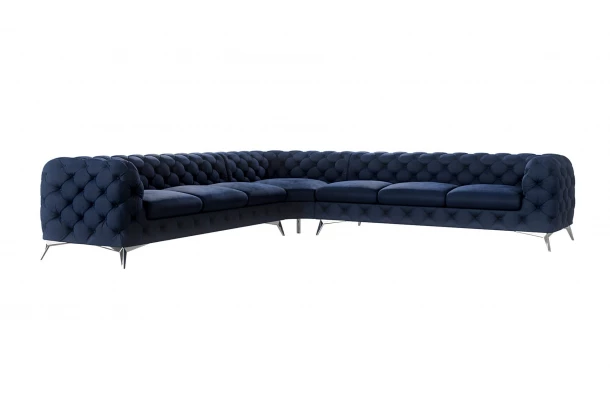 Narożnik siedmioosobowy pikowany glamour Chesterfield TEO 3+E+3 - design i funkcjonalnosc w parze