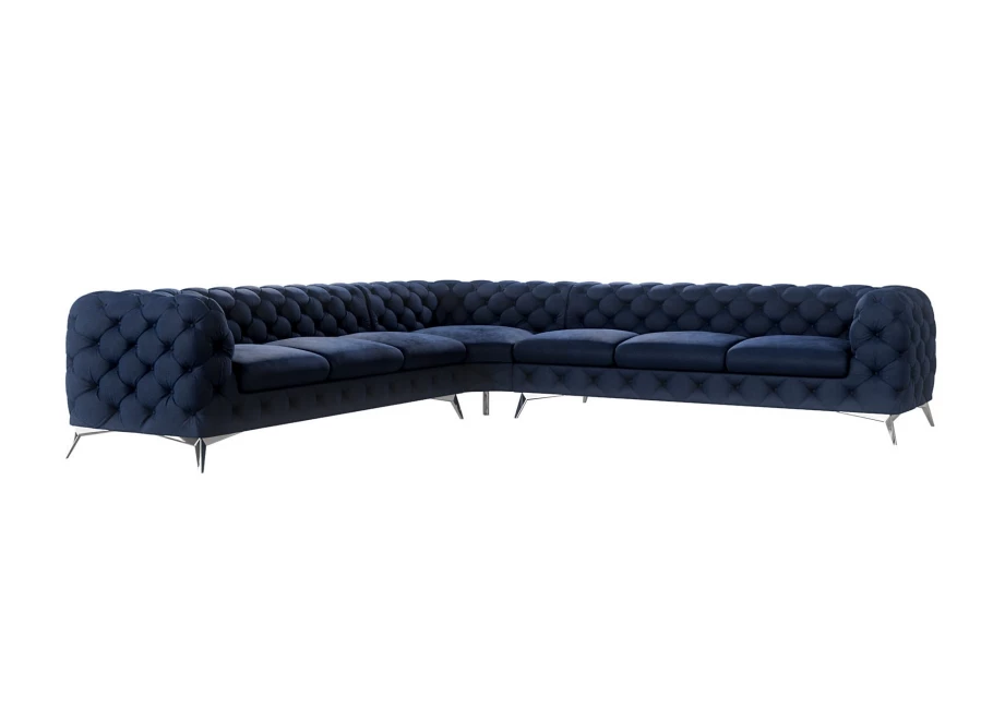 Narożnik siedmioosobowy pikowany glamour Chesterfield TEO 3+E+3