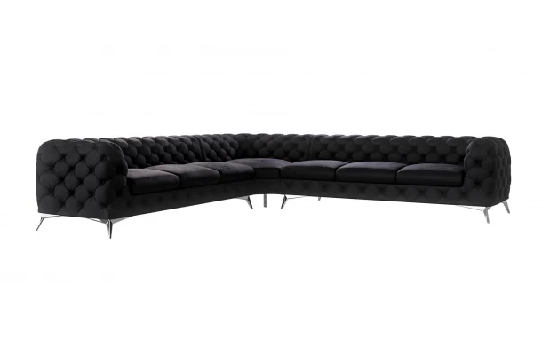 Narożnik siedmioosobowy pikowany glamour Chesterfield TEO 3+E+3 - design i funkcjonalnosc w parze