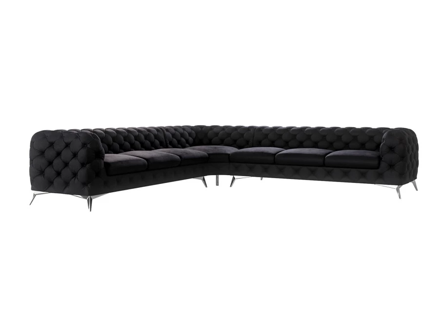 Narożnik siedmioosobowy pikowany glamour Chesterfield TEO 3+E+3