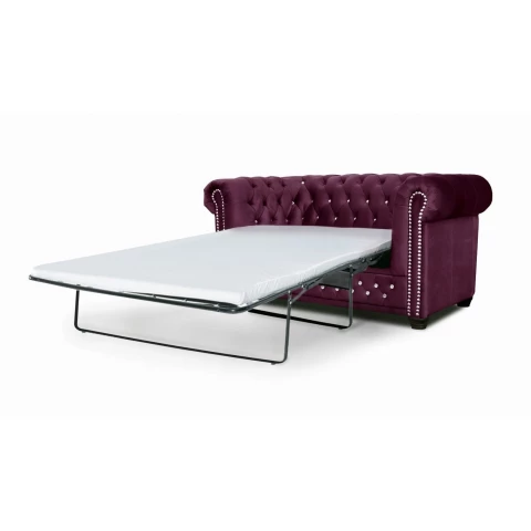 Sofa dwuosobowa z funkcją spania pikowana Chesterfield FELIX...