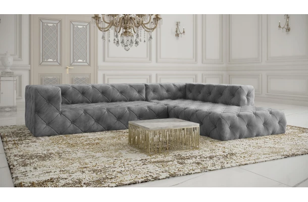 Narożnik pięcioosobowy pikowany glamour BENTLEY - design i funkcjonalnosc w parze
