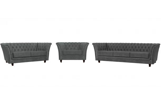 Zestaw mebli pikowanych glamour 3+2+1 HASSO - komplety
