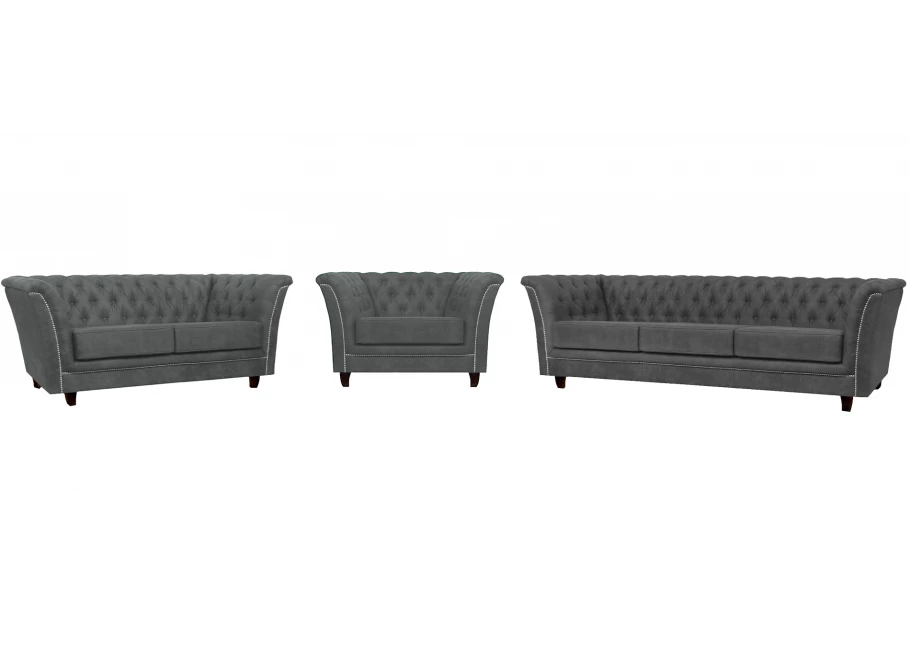 Zestaw mebli pikowanych glamour 3+2+1 HASSO
