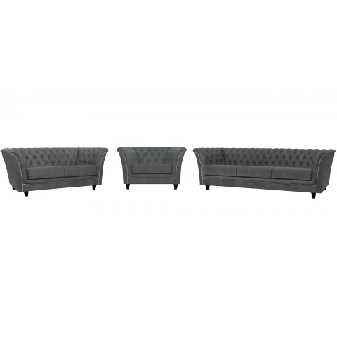 Zestaw mebli pikowanych glamour 3+2+1 HASSO