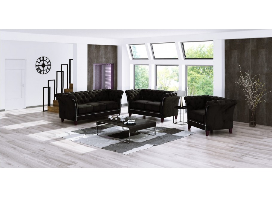 Zestaw mebli pikowanych glamour 3+2+1 HASSO 5