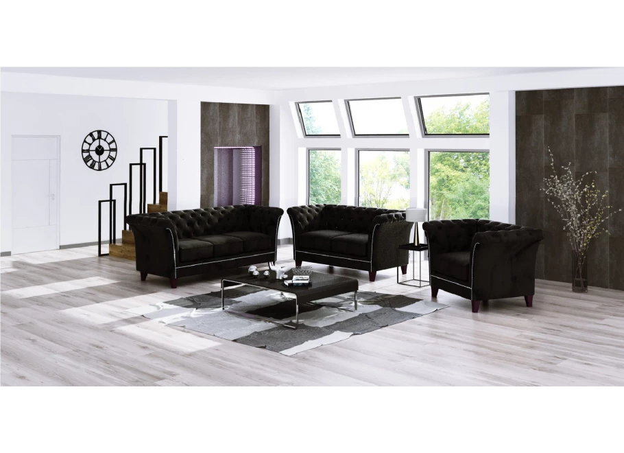 Zestaw mebli pikowanych glamour 3+2+1 HASSO