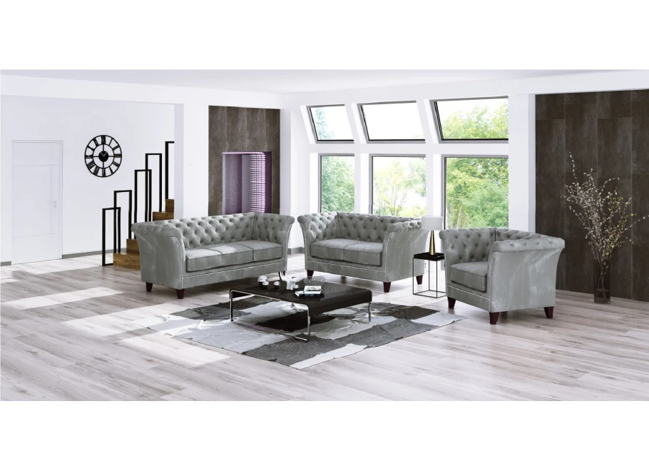 Zestaw mebli pikowanych glamour 3+2+1 HASSO