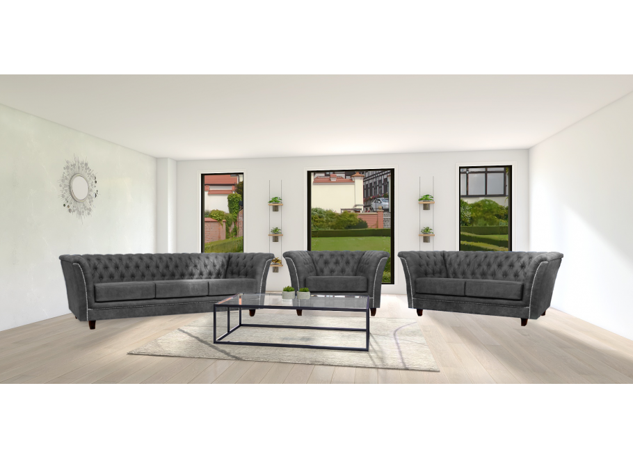 Zestaw mebli pikowanych glamour 3+2+1 HASSO 3
