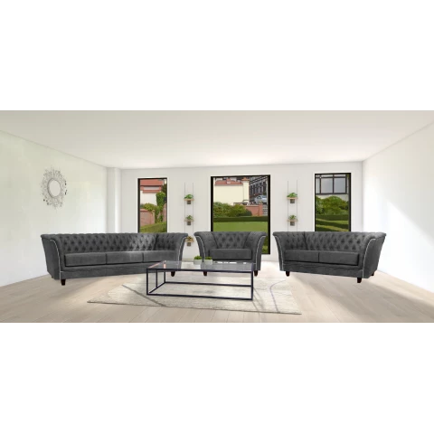 Zestaw mebli pikowanych glamour 3+2+1 HASSO
