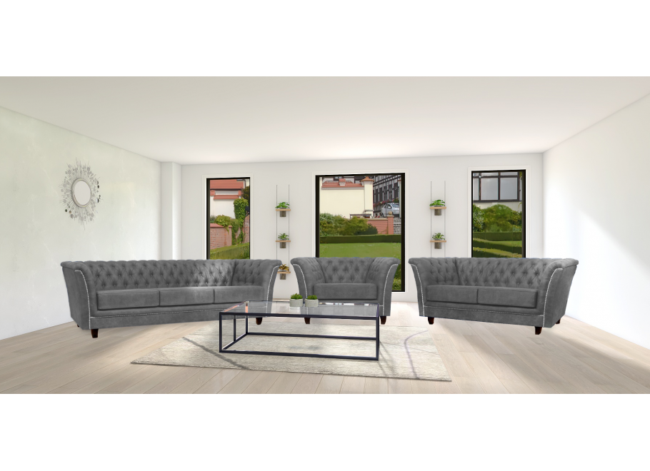 Zestaw mebli pikowanych glamour 3+2+1 HASSO 4