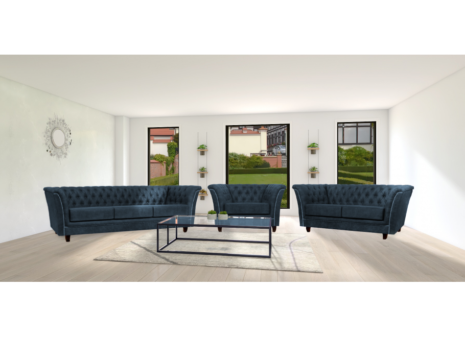 Zestaw mebli pikowanych glamour 3+2+1 HASSO 10