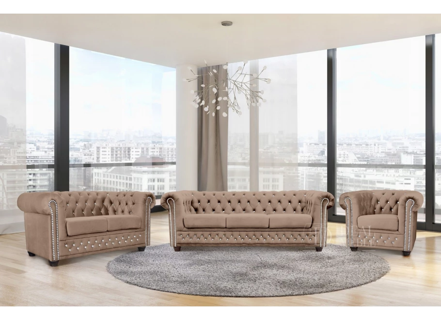Zestaw mebli pikowanych Chesterfield 3+2+1 FELIX BLINK