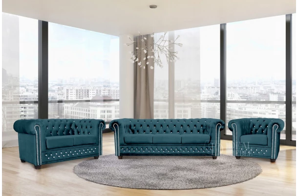 Zestaw mebli pikowanych Chesterfield 3+2+1 FELIX BLINK - sofy