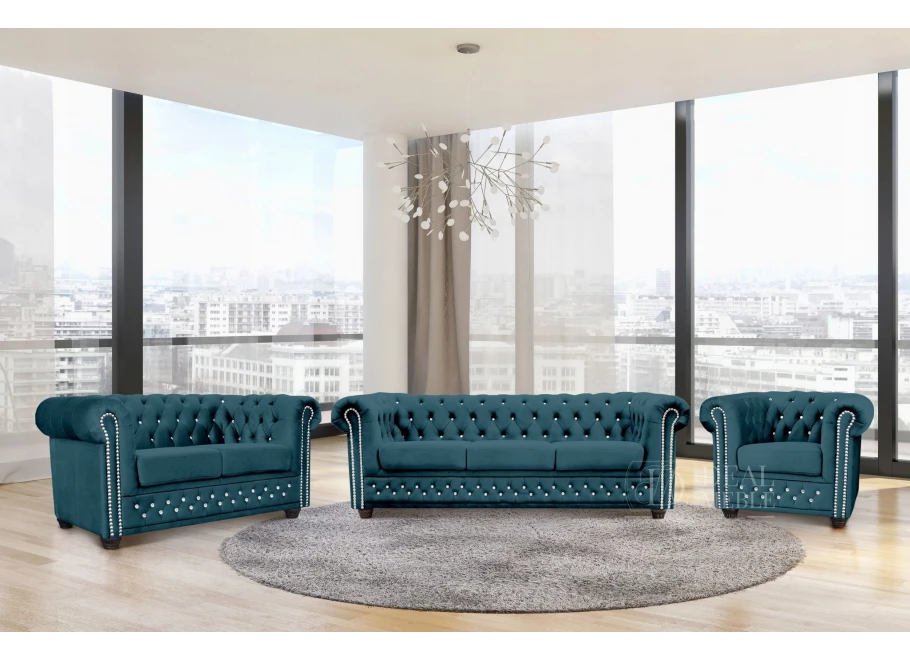 Zestaw mebli pikowanych Chesterfield 3+2+1 FELIX BLINK