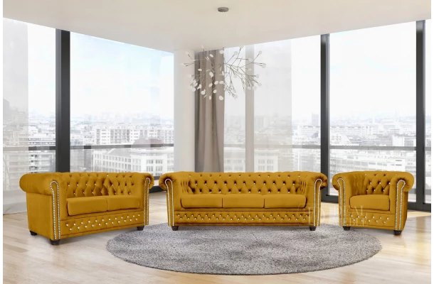 Zestaw mebli pikowanych Chesterfield 3+2+1 FELIX BLINK - narożniki
