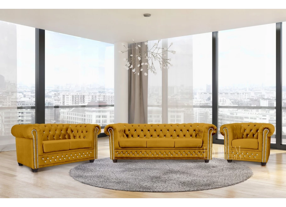 Zestaw mebli pikowanych Chesterfield 3+2+1 FELIX BLINK